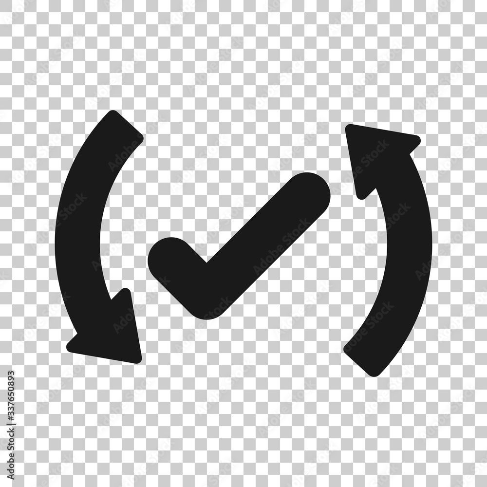 Poster check mark sign icon in flat style. confirm button vector illustration on white isolated background.