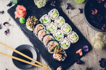 Sushi on the black board