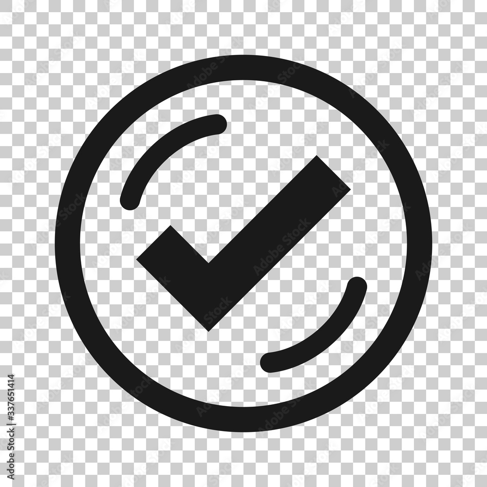 Poster check mark sign icon in flat style. confirm button vector illustration on white isolated background.