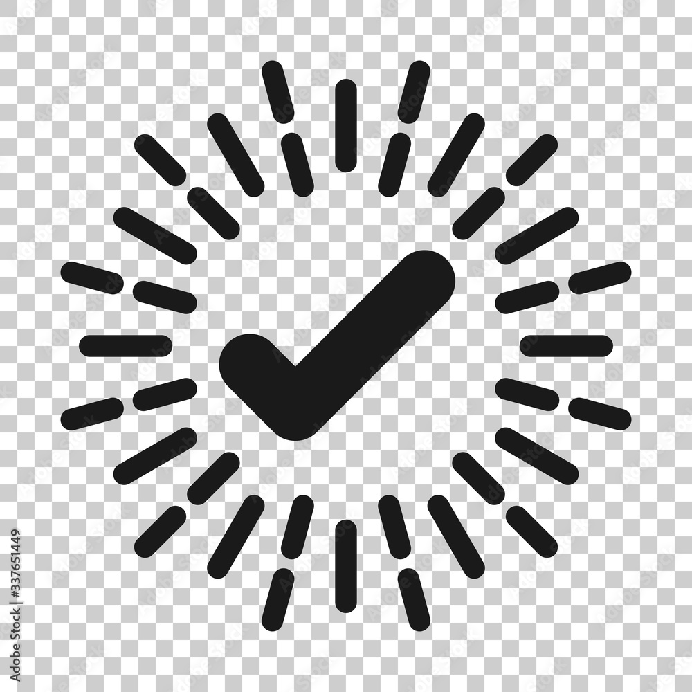 Poster check mark sign icon in flat style. confirm button vector illustration on white isolated background.