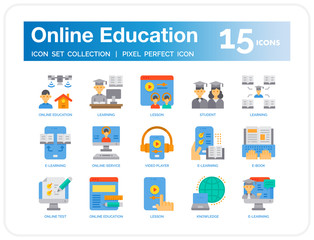 Online Education icons for web design, book, ads, app, project etc.