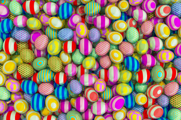 Fototapeta na wymiar Colored Easter Eggs background, 3D rendering