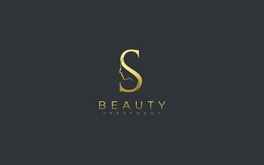 Fototapeta na wymiar Letter S Beauty Face Logo Design