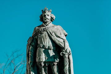 Fototapeta premium Statue of Louis I of Hungary at Heroes Square. Budapest, Hungary