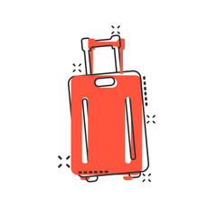 Travel bag icon in comic style. Luggage cartoon vector illustration on white isolated background. Baggage splash effect business concept.