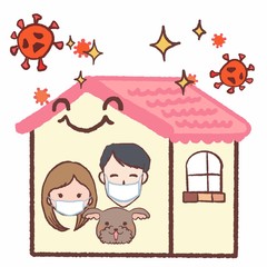 家庭内ウイルス予防[ウイルス・社会問題を親しみやすいイラストで説明]