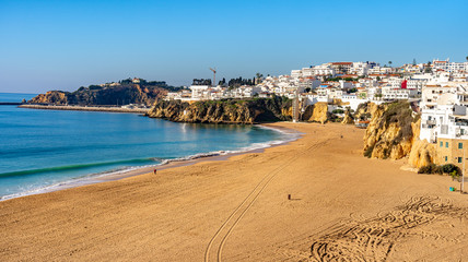 Wonderful summer panorama of sea and beach in Albufeira. Portugal