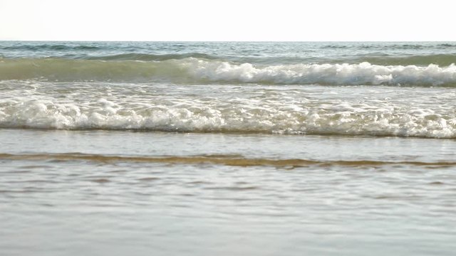 Waves On The Croyde Beach Located In United Kingdom - Wide Shot