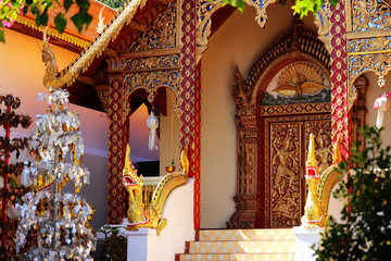 Beautiful golden entrance to Wat Chedi Luang Temple