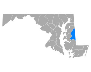 Fototapeta na wymiar Karte von Caroline in Maryland