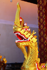 The ancient dragon in temple Wat Chedi Luang