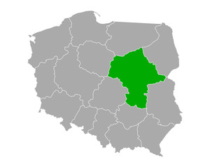 Fototapeta na wymiar Karte von Mazowieckie in Polen