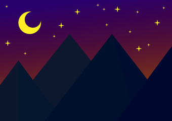 Illustration Background of Nature Mountain and Beach Landscape 