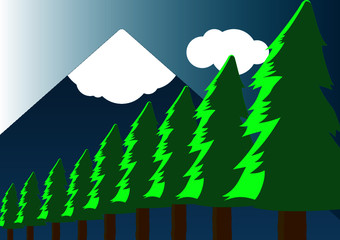 Illustration Background of Nature Mountain and Beach Landscape 