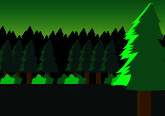 Illustration Background of Nature Mountain and Beach Landscape 