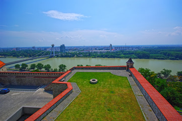 Danube river and aerial Bratislava