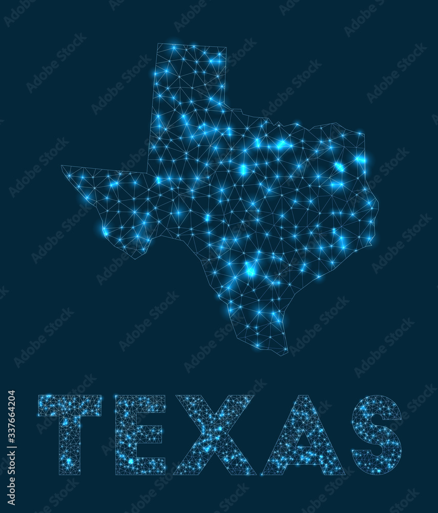 Aufkleber texas network map. abstract geometric map of the us state. internet connections and telecommunicatio