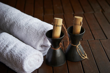 Spa treatment goods and towels 