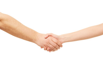 Man and woman hand shaking