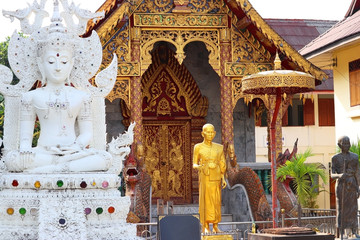A Gold Statue Of Buddha In Temple Wat Phrathat Doi Suthep