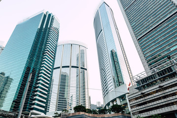 Modern office buildings in Hong Kong.