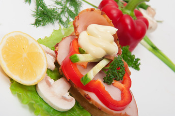 Sandwich with vegetables and herbs