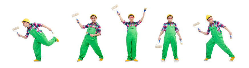 Funny painter isolated on white