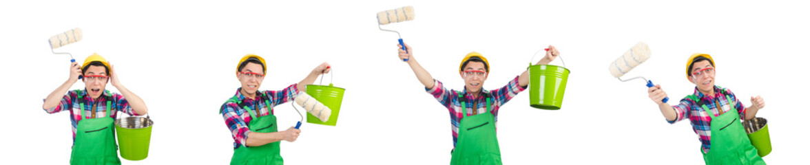 Funny painter isolated on white