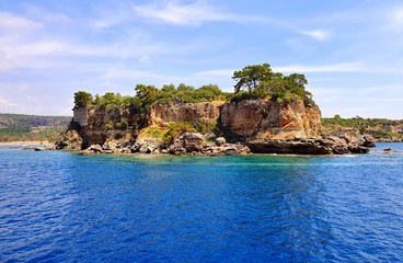 Beldibi Caves. Goynuk Canyon. They are surrounded by coniferous forests. In the east of Olympos, a beautiful natural monument is located on the road from Kemer to Antalya. Turkish Republic.