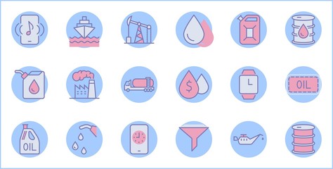 Set of Oil Related Vector Line Icons. Contains such Icons as Fuel Truck, Gas Station, Oil Factory, Transportation and more. Editable Stroke. 32x32 Pixel Perfect.