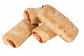 Baking sweet cookies with filling on a white background