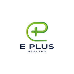 Modern Professional Logo Design, Letter E with Healthy Vector or Plus Symbol Gradient
