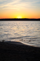 Yellow sunset view on late evening near river Lielupe.