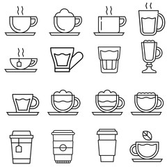 coffee cup icon vector set. tea cup illustration sign collection.