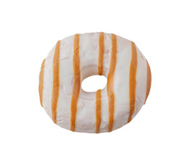 freshly baked caramel donut isolated on white