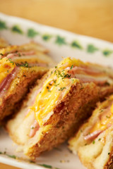 Ham and cheese deep fried sandwich 
