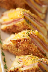 Ham and cheese deep fried sandwich 