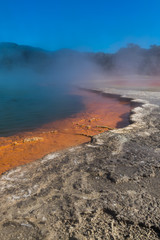 Hot springs Champagne pool in New Zealand	