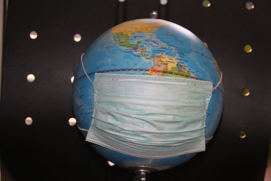 globe, earth, world, planet, map, geography, sphere, covid-19, coronavirus, selfprotecting, pandemic, face mask, protecting, healthcare, health, viruses