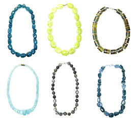 jewelry fashion beads necklace background with colorful crystals