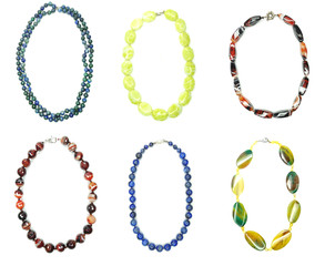 jewelry fashion beads necklace background with colorful crystals