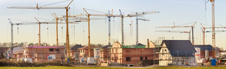 many new built houses in construction