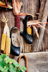 Asturian madreñas traditional shoes with organic corn