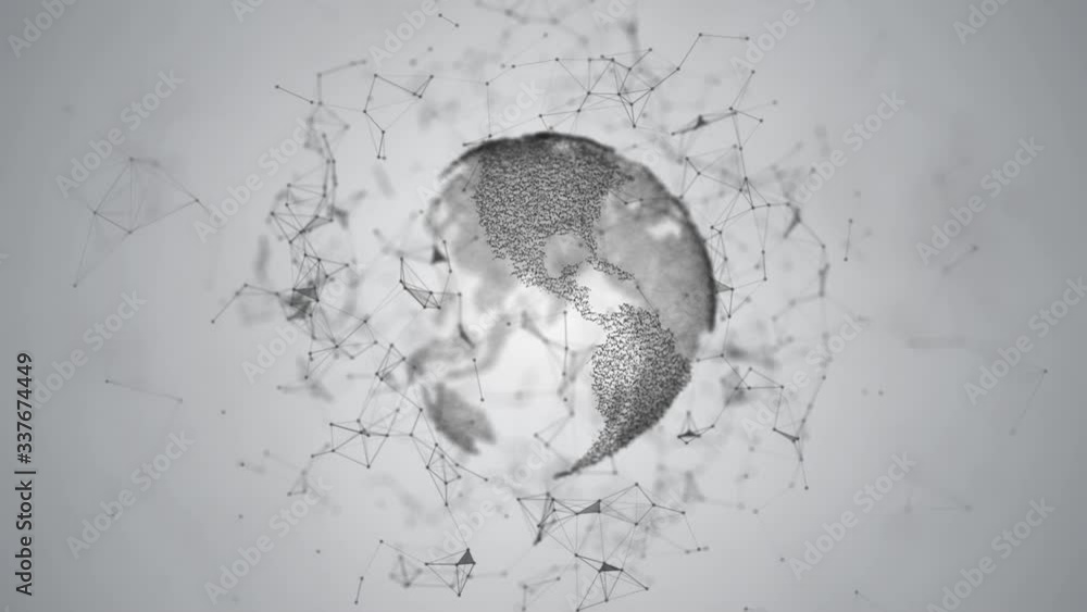 Poster abstract globe with particles and plexus structure looping