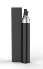Blank  Food Soda Maker CO2 Aluminum Bottle Cylinder For Branding And Mockup, 3d render illustration.