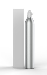 Blank  Food Soda Maker CO2 Aluminum Bottle Cylinder For Branding And Mockup, 3d render illustration.