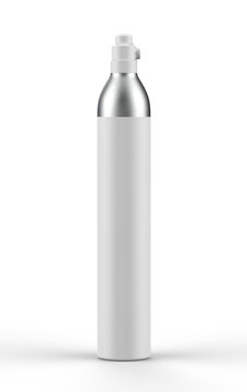 Blank  Food Soda Maker CO2 Aluminum Bottle Cylinder For Branding And Mockup, 3d render illustration.