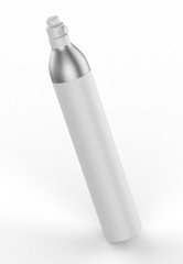 Blank  Food Soda Maker CO2 Aluminum Bottle Cylinder For Branding And Mockup, 3d render illustration.