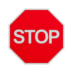sign stop on white background. Isolated 3D illustration
