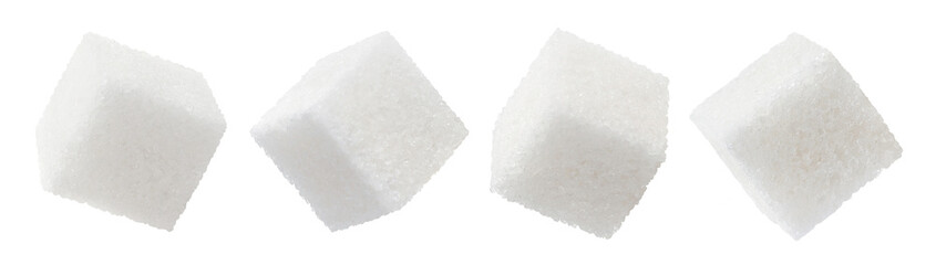 Fototapeta Set of white sugar cubes, isolated on white background obraz